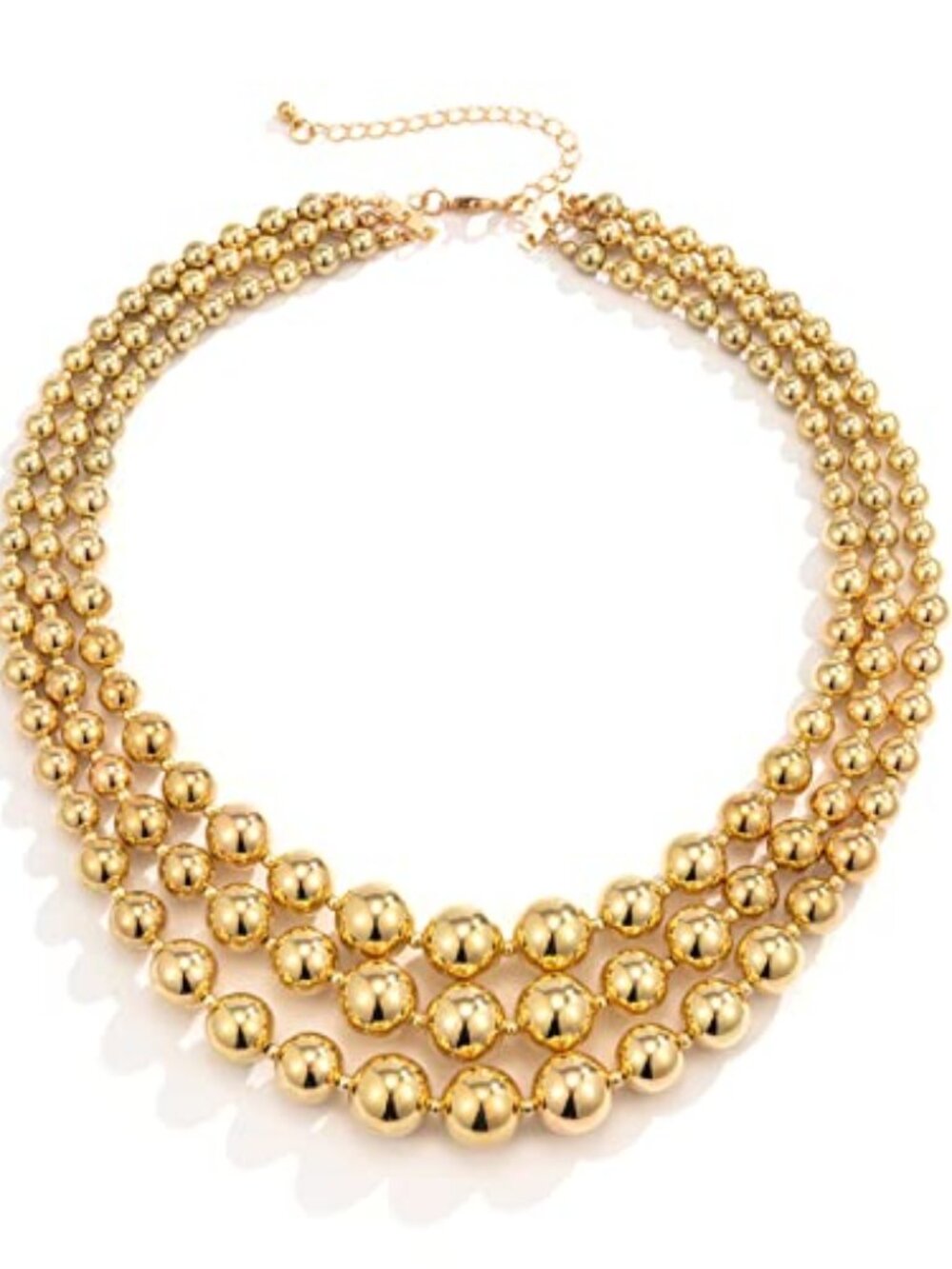 New - Punk Layered Chunky Bead Ball Chain Collar Choker Necklace Set Hip Hop